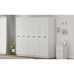 VIENNA XL 6 Door 2 Drawer Wardrobe, White