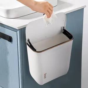 Hanging Trash Can with Lid Wall-mounted Compost Bin for Kitchen Cabinet Door Under Sink Waste Bin with Sliding Cover for Cupboard