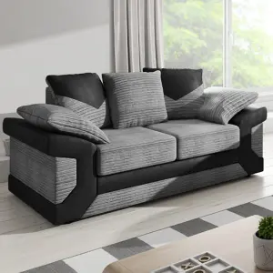 Arlo Corded Fabric Sofa with Leather-Effect Arms 2 Seater