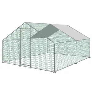 KCT Large Walk-In Chicken Run / Duck Pen - 4 x 3m - Outdoor Garden Pet/Dog Enclosure Kennel Hen Coop - Galvanised