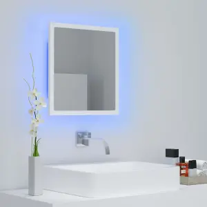 Berkfield LED Bathroom Mirror White 40x8.5x37 cm Engineered Wood