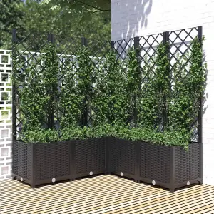 Berkfield Garden Planter with Trellis Black 120x120x136 cm PP