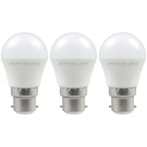 Crompton Lamps LED Golfball 5W B22 Dimmable Daylight Opal (40W Eqv) (3 Pack)