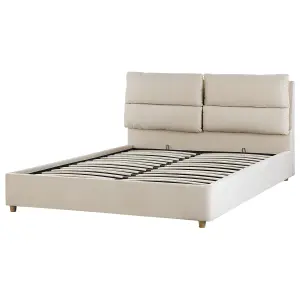 Velvet EU King Size Ottoman Bed Light Beige BATILLY