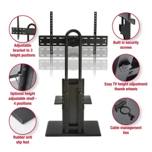 TTAP Black TV Stand with Bracket for up to 65" TVs