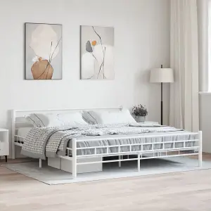 vidaXL 285300  Bed Frame White Metal 180x200 cm Super King