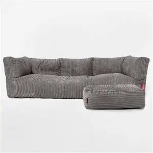 Lounge Pug Giant 3 Seater Bean Bag Sofa Cord Graphite Grey Albert Beanbag Couch