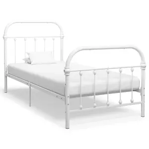 Berkfield Bed Frame White Metal 100x200 cm