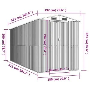 Berkfield Garden Shed Light Grey 192x523x223 cm Galvanised Steel