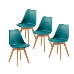 4 - Person Dining Set Turquoise Blue / Black