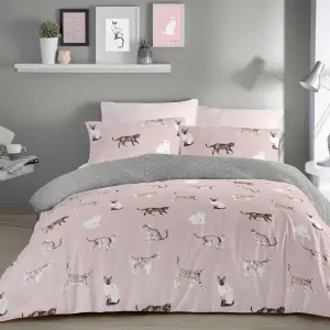 Cats Luscious Hand Drawn Cat Print Duvet Cover Set