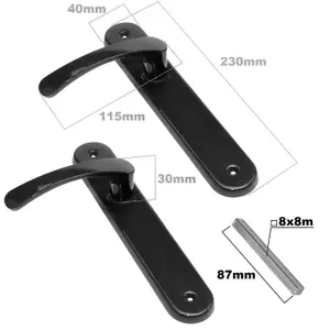 Modern Black Interior Door Handle Set with Sleek Lever Design and Backplate, Ideal for Bedroom and Bathroom Doors, Durable