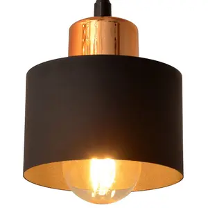 Luminosa Edison Multi Arm Semi Flush Ceiling Light Black, Copper 65cm