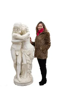 Large White Stone Kissing Lovers Statue