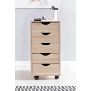 33cm Wide 5 -Drawer Mobile File Cabinet Sonoma oak colour