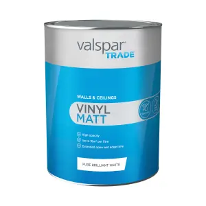 Valspar Trade Pure Brilliant White Vinyl matt Wall & ceiling Emulsion paint, 5L