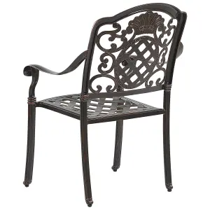 Set of 4 Garden Chairs with Cushions SALENTO Metal Dark Brown