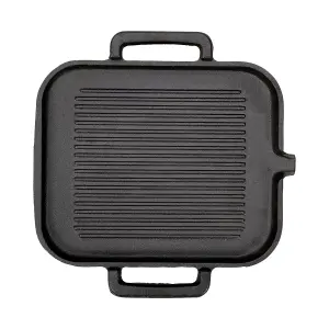 Large Cast Iron Griddle Pan with Dual Handles and Pour Spout for Camping and Family Cooking Adventures