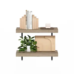 Beyhan Wall Mounted Floating Display Shelves, Set of 2 Natural / 4.19cm H x 57cm W x 23.8cm D