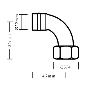 Flomasta Tap connector S5063 2 Pack Solder ring Bent & straight (L)56.53mm 22mm