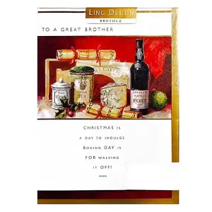 Ling Design To A Great Brother Wine Bottle Christmas Card Multicoloured (One Size)