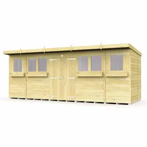 18 x 6 Feet Pent Summer Shed - Wood - L178 x W533 x H201 cm