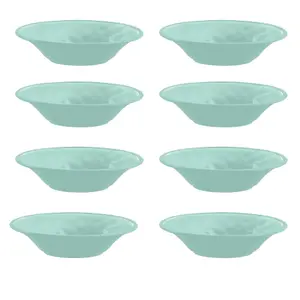 Purely Home Crackle Turquoise Melamine Low Bowls - Set of 8