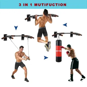 Pull Chin Up Bar Wall Mounted Home Gym Dips Upper Body Fitness Workout Station