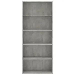 Berkfield 5-Tier Book Cabinet Concrete Grey 80x30x189 cm Engineered Wood