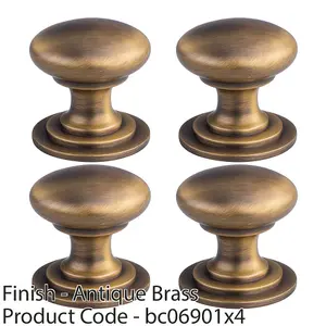 4 PACK - Victorian Tiered Door Knob - 42mm Antique Brass Cabinet Pull Handle Round Rose