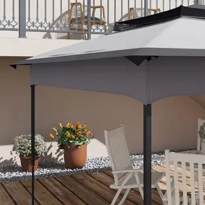 Outsunny 3.25mx3.25m 2-Tier Gazebo Cover Replacement, 30+ UV Protection, Grey