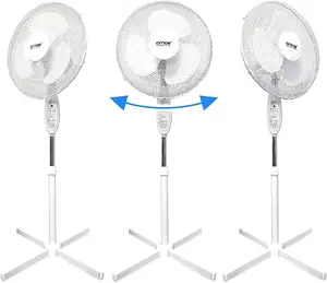 AMOS 16 Inch Pedestal Fan Oscillating Control 3-speed Settings Adjustable Height Portable Indoor Cooling Solution