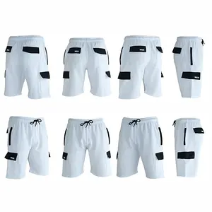 MS9 Mens Cargo Painter Decoration Jogging Fleece Work Shorts Tracksuit Cargo Shorts H15, White - XL