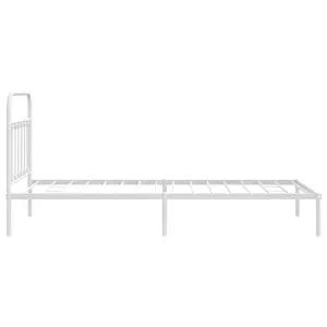 Berkfield Metal Bed Frame with Headboard White 100x200 cm