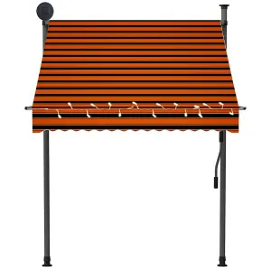 Berkfield Manual Retractable Awning with LED 150 cm Orange and Brown