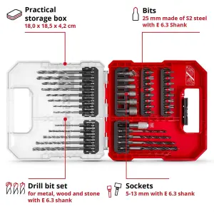 Einhell Universal Drill Driver Bit Set 40 Pieces With L-CASE Box KWB Accessory