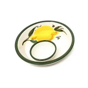 Buena Vida Hand Painted Lemon Ceramic Kitchen Dining Olive Dish (Diam) 16cm