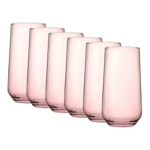 Queensway Home & Dining Combo Pack of 470ml 12 Pcs Pink Coloured Highball Tall & Tumbler Short Cocktails Juice Glasses