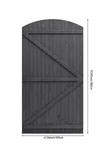 Grey Semi Braced Arch Top Strong Wooden Garden Gate with Latch H 180cm x W 105cm