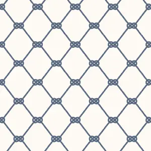 Galerie Deauville 2 Marine Blue White Nautical Rope Smooth Wallpaper