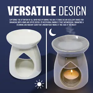 New Pack Of 2 Oval Shape Oil Burner Fragrance Granules Wax Melts Tea Light Ceramic