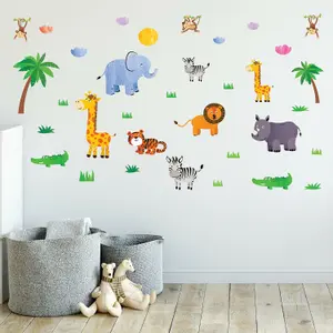 Walplus Jungle Animals, Children Wall Stickers, Diy Art, Nursery Decorations Kids Sticker PVC Green