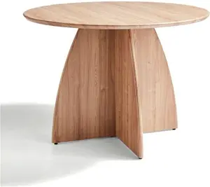 Dunelm Effy 4 Seater Round Dining Table, Wood Effect, Mid Century, Light Wood, Natural