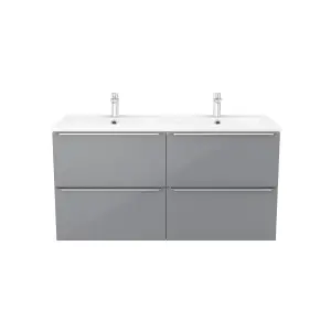 GoodHome Imandra Grey Wall-mounted Vanity unit & basin set - Includes Mila basin (W)1204mm