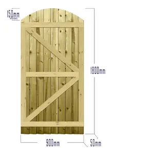 Premier Garden Supplies Pedestrian Gate 180cm (6ft) High x 90cm Wide Feather Edge Arch Top Fully Framed Single Swing Gate