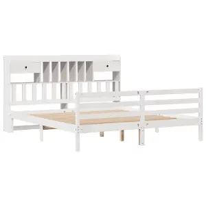 Berkfield Bookcase Bed without Mattress White 180x200 cm Super King Solid Wood Pine