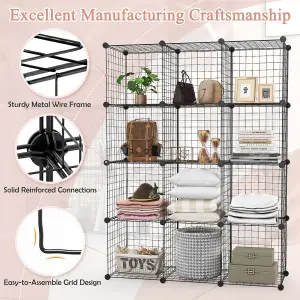 Costway 12 Cube Storage Shelf Rack DIY Wire Grid Bookcase Display Cabinet Organiser