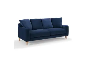 Covent 3 Seater Sofa With Scatter Back Cushions, Navy Blue Velvet