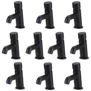 ENKI Vision Black Non Concussive Time Adjustable Hot & Cold Indicators Basin Single Taps 10-Piece