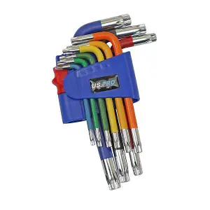 US PRO Tools 9PC Multicoloured Short Star Key Set T10 - T50 1635